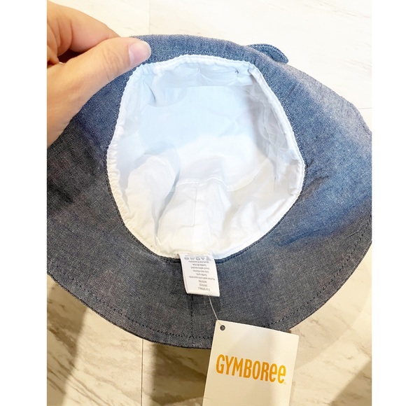 NWT Gymboree Denim Bucket Hat with Pink Flowers and Bow Size 0-12 months - Picture 3 of 7